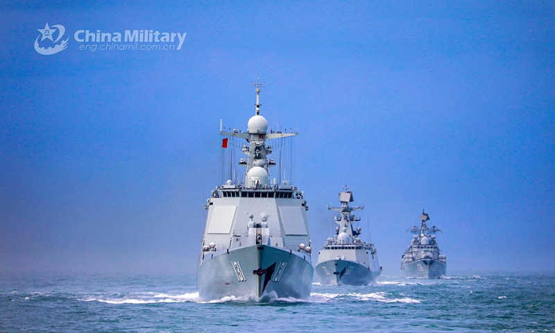 PLA warships sail in waters between Taiwan island, Japan